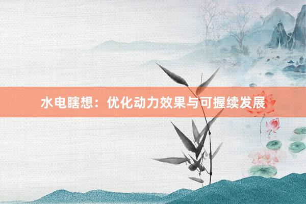 水电瞎想：优化动力效果与可握续发展